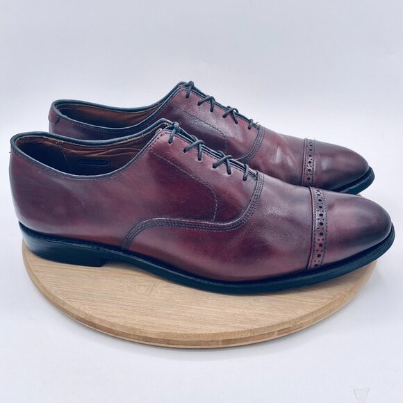 Allen Edmonds Fifth Avenue Shoes Mens 12 EEE Burgundy Leather Cap Toe Oxfords - Picture 1 of 11